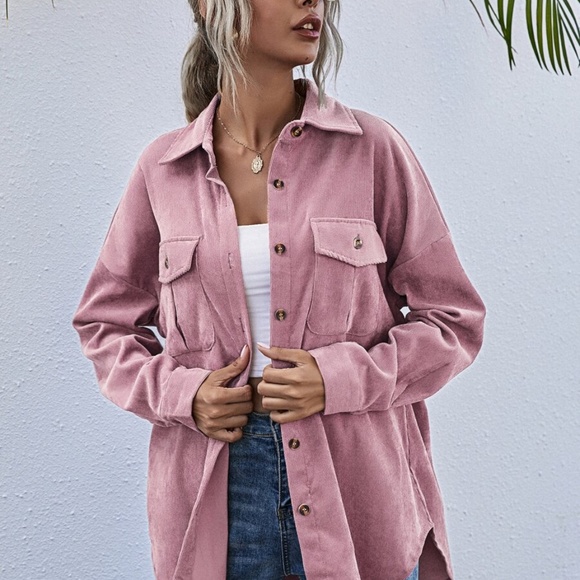 Boyfriend fit oversized shacket jacket corduroy - Picture 6 of 14